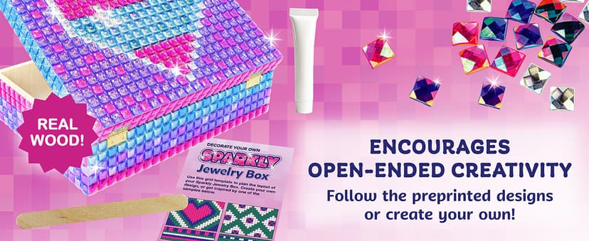 PURPLE LADYBUG DIY Jewelry Box Craft Kit for Girls Ages 4-12, Arts and Crafts for Kids, Creative Toys for Little Girls 6-8 Years Old, Birthday Gift for 5+ Year Old Girl, Mosaic Mermaid Unicorn Design