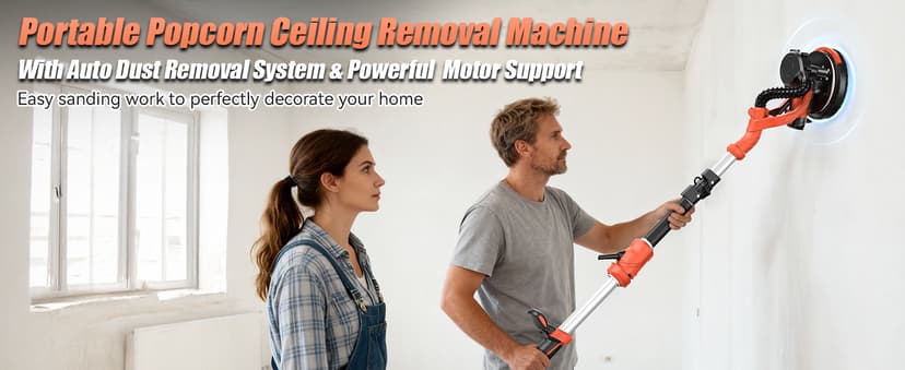 1000W Drywall Sander, Electric Drywall Sander, Popcorn Ceiling Removal Tool with Vacuum Dust Collection, 6 Variable Speed, Foldable Telescopic Handle