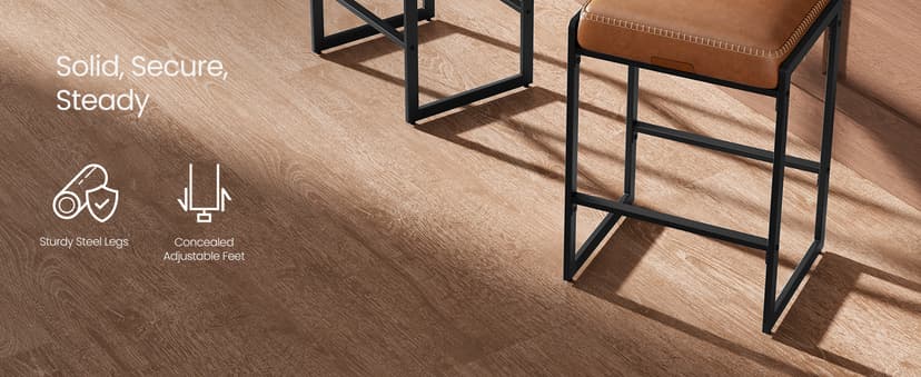 VASAGLE EKHO Collection - Bar Stools Set of 4, Counter Height Bar Stools, Synthetic Leather with Stitching, Mid-Century Modern Counter Stools, 26-Inch Tall, Kichen Home Bar Dining Room, Caramel Brown
