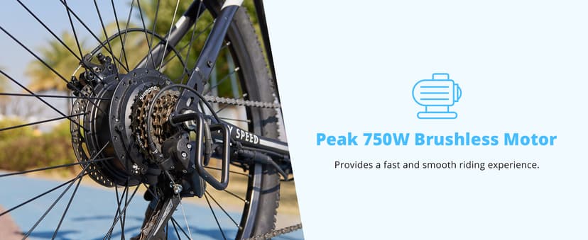 HOVERFLY OUREA 26" Electric Bike for Adults, 750W Peak Motor Mountain Ebike, 20MPH Up to 40 Miles, UL2849 Certified, 7-Speed, Removable Battery, Shock Absorber, Fat Tire Commuter E-Bike