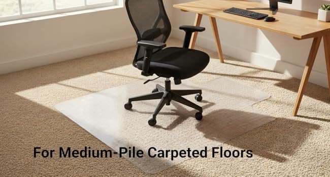 Staples Office Chair Mat, Clear Floor Mats with Lip, Flat-Pile Carpets, Extended Under-Desk Coverage, 53 x 45 Inch, Smooth Glide