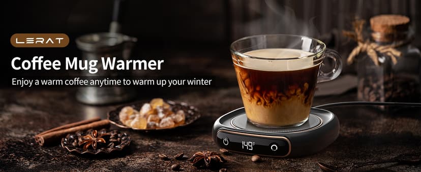 Coffee Mug Warmer, Cup Warmer for Desk with Auto Shut Off, 3 Temp Settings, Mug Warmer for Coffee, Beverage, Milk, Tea, Hot Chocolate, Coffee Warmer Plate in Your Home & Office, Gift (Dark Black)