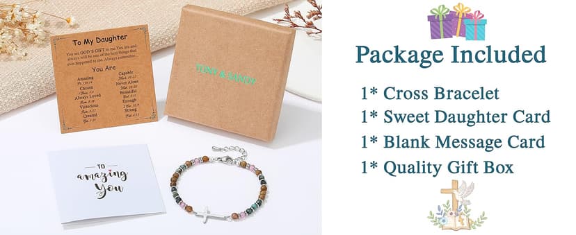 TONY & SANDY Cross Bracelet for Women, Christian Gifts for Women, Confirmation Baptism Easter Gifts, Unique Gift for Friends Daughter Mom Sister in Christ Niece on Birthday Christmas