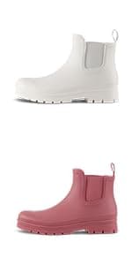planone Women’s Waterproof Short Rain Boots Durable Comfort-Focused Chelsea Ankle Rubber Boots Non Slip Everyday Outdoor Garden Shoes with Removable Comfort Insole