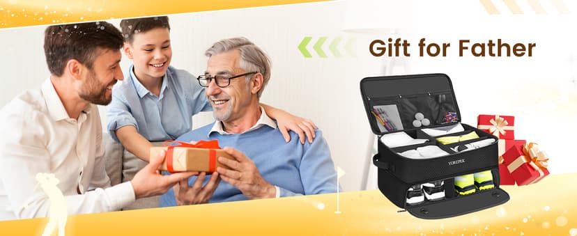 YOREPEK 2 Layer Golf Trunk Organizer, Golf Gifts for Men with Separate Ventilated Compartment for 2 Pair Shoes, Waterproof Car Trunk Locker for Balls, Tees, Clothes, Gloves, Accessories, Golfer Gifts