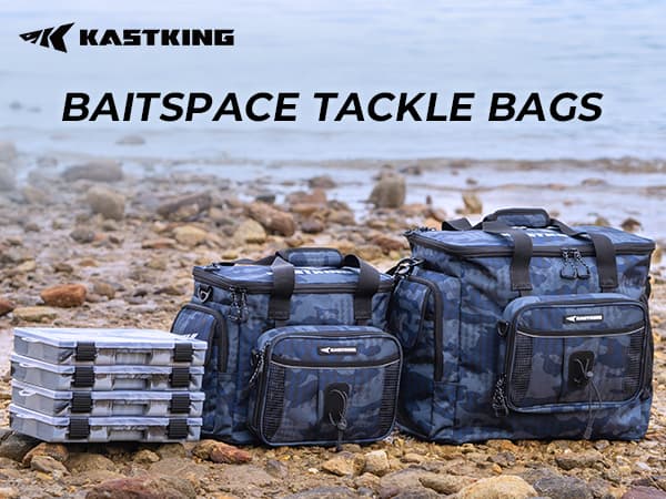 KastKing BaitSpace Fishing Tackle Bag With 4 Tackle Boxes & Removable Bait Binder, Water-Resistant Tackle Storage, Durable Fishing Gear, Adjustable Shoulder Strap