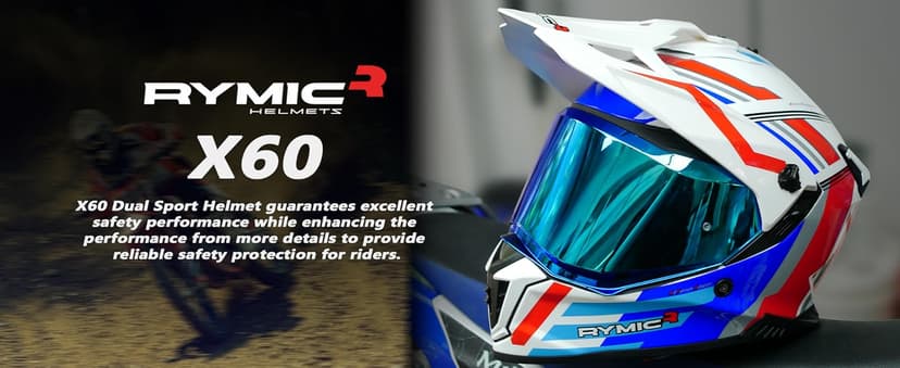 X60 Dual Sport Helmet, Adventure Motorcycle Helmet with Integrated Sun Visor - Off Road Dirt Bike Snowmobile Helmets for Adult DOT & ECE 22.06 Approved