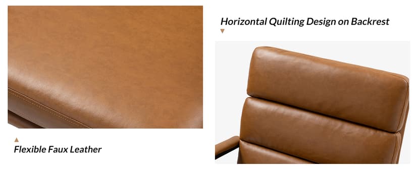 HULALA HOME Modern Faux Leather Home Office Chair with Tilt Lock & Metal Base, Desk Chair with Wheels & Padded Cushion, 360° Swivel Wide Seat Computer Task Chair, Camel