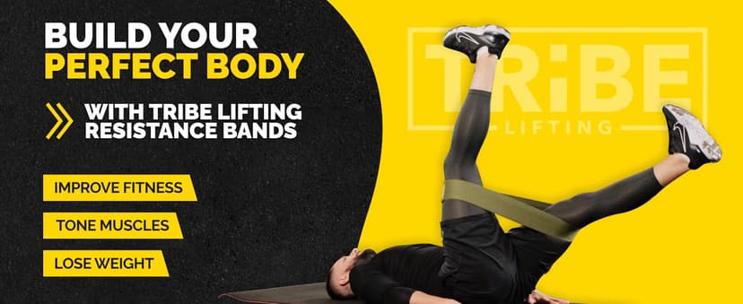 Tribe Lifting Fabric Resistance Bands for Legs - Workout Bands Resistance Bands for Men and Women - Booty Bands for Working Out - Exercise Bands Resistance Bands Set - Elastic Bands for Exercise