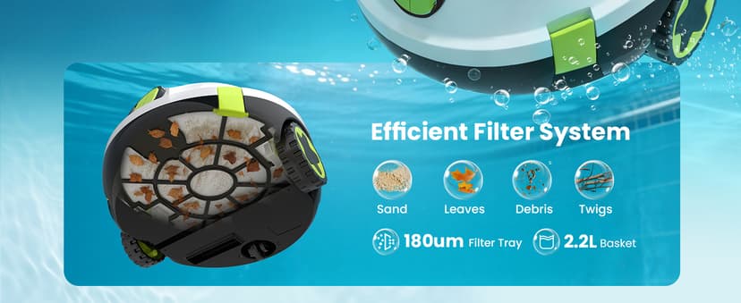 Y20 Robotic Pool Cleaner, Cordless Pool Vacuum for Above Ground & Inground Flat Pools with Dual Motors, 120 Min Runtime, Auto-Parking, Powerful Pool Vacuum Robot for Up to 1100 Sq.Ft