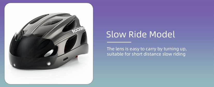 ROCKBROS Bike Helmet for Adult Men Women with Suggested Fit 58-65cm, Detachable Magnetic Goggles & Sun Visor, Lightweight with Adjustable Side and Chin Strap, Suitable for Myopia Glasses