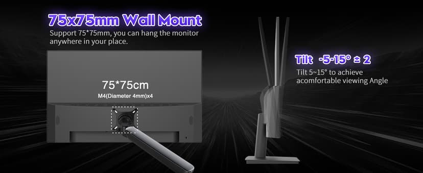Viewedge 24 Inch Gaming Monitor with 240Hz, VA 1ms, FHD 1080p and HDR 10 PC Computer Monitor with 110% sRGB, Bluelight Filter, 2 HDMI & 1 DP Port, Support Adaptive Sync and Wall Mounted