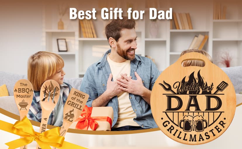 Dad Birthday Gift - Engraved Bamboo Cutting Board Set, Unique Gifts for Dad from Daughter/Son, Fathers Day Christmas Birthday Gifts for Dad Daddy Father