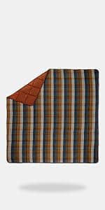 Kelty Wayback Flannel Lined Sleeping Bag, Built in Blanket, Traditional Rectangle Shape, Organic Flannel Cotton Liner, Dual Locking Slide Zips