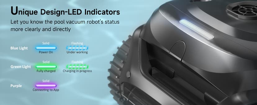WYBOT C2 Cordless Robotic Pool Cleaner, Pool Vacuum Robot for Inground Pools with Dual Filter, Lasts 180 Mins, Wall & Waterline Cleaning, Smart Weekly Timer, OTA Upgarded (Dark Black)