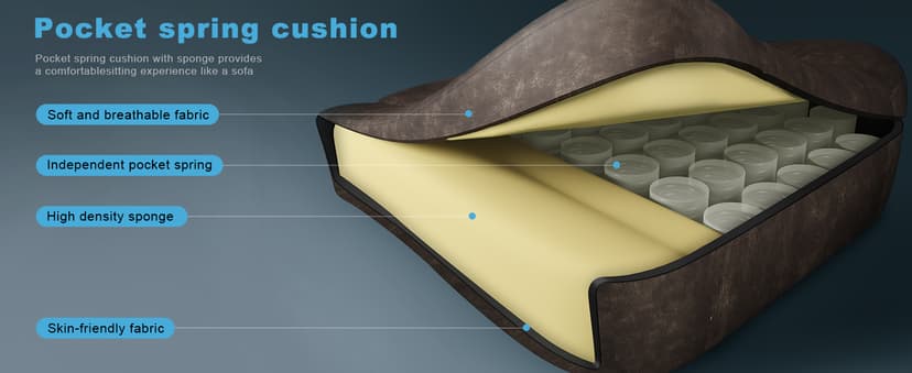 Kslysuty Gaming Chair Breathable Leather with Pocket Spring Cushion,Wide and High Ergonomic Office Chair with Headrest,Computer Gaming Chair with Footrest for Adult and Teen,Brown