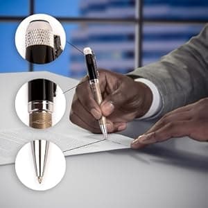 Fancy Pen for Men with Gift Box - Valuable Luxury Pen for Business and Office, Executive Gift for Family & Friends - Special Engraving & Led Decorative Box (BLACK SILVER)