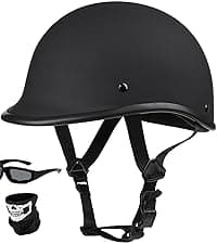 Yesmotor 3/4 Open Face Retro Motorcycle Helmet Vintage Helmet for Motorbike Casco, Moped, Cruiser, Bobber, and Chopper - DOT Approved(Matte Black,L)
