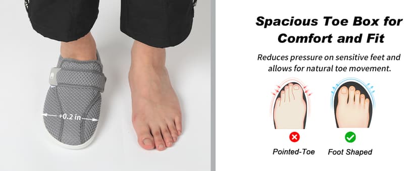 JOINFREE Diabetic Wide Walking Shoes for Women & Men with Adjustable Upper, Zero Drop Non Slip Casual Sneakers Comfortable for Edema, Arthritis, Swollen Feet & Elderly