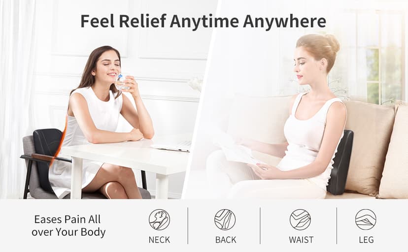 Boriwat Back Massager with Heat, 3D Kneading Massage Pillow for Back, Neck, Shoulder, Leg Pain Relief Deep Tissue, Gifts for Women Men Mom Dad