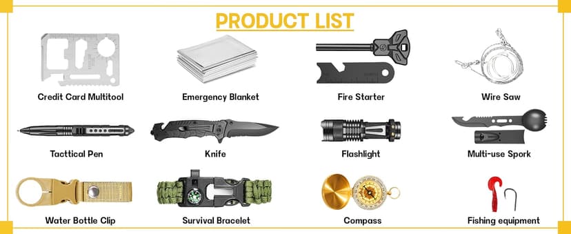 Gifts for Men Him Dad, Survival Kits and Equipment 14 Pcs, Christmas Stocking Stuffers, Anniversary Birthday Gifts for Husband Boyfriend Guy, Camping Essentials, Cool Gadgets for Men B0CFFJGVHX