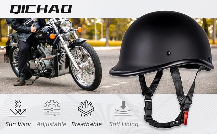 Retro Style Motorcycle Half Helmet - Classic Design Half Motorcycle Helmet, DOT Certified