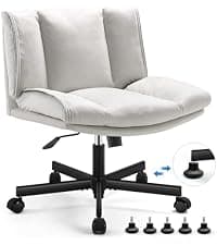 LEAGOO Office Chair with Foot Rest, Ergonomic Executive Office Chair with Arms, Reclining High Back PU Leather Comfy Swivel Computer Desk Chairs with Wheels and Lumbar Support for Home Office, Cream