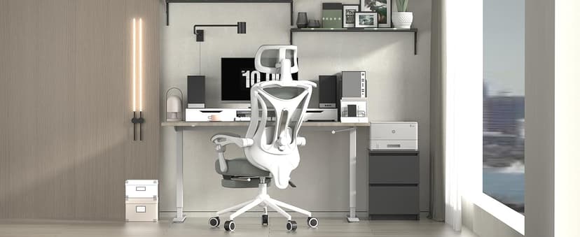 Ergonomic Office Chair with Footrest - Adjustable Lumbar Support & Headrest, 90-160° Reclining Mesh Back Computer Chair - Home Office/Gaming, 350lbs Capacity
