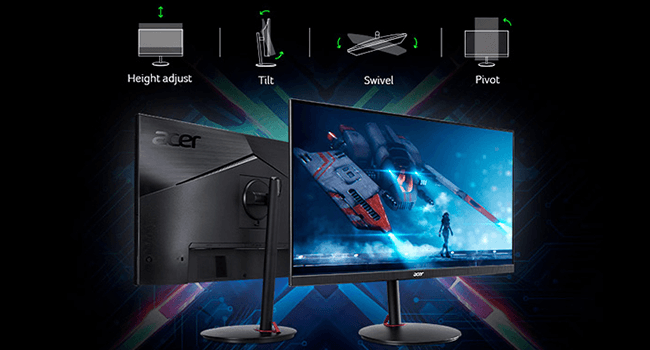 Acer Nitro 27" WQHD 2560 x 1440 PC Gaming IPS Monitor | AMD FreeSync Premium Up to 180Hz Refresh 0.5ms DCI-P3 95% 1 Display Port 1.2 & 2 HDMI 2.0 XV271U M3bmiiprx,Black
