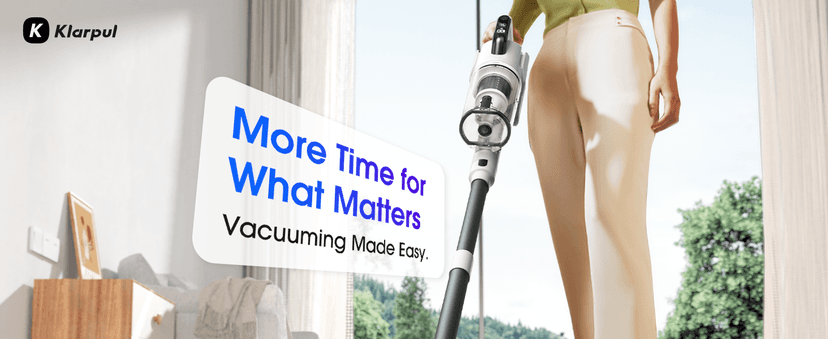 Klarpul Cordless Vacuum Cleaner, 2 Batteries 140 Mins Runtime 600W 50Kpa Stick Vacuum Cordless, Self-Standing Vacuum Cleaners for Home with 2.5H Fast Charging, for Floor/Carpet/Pet Hair, White