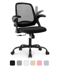 NEO CHAIR Office Desk Gaming Chair Computer High Back Mesh Seat with Rolling Wheels Ergonomic Adjustable Comfy Flip-up Armrests Lumbar Support Height for Home (Black)