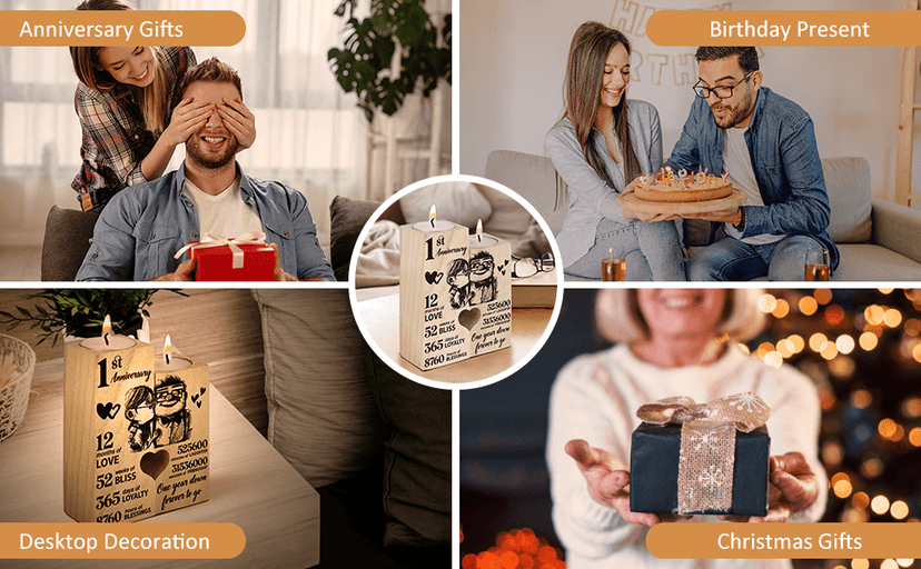 1st Anniversary Wedding Gifts for Wife, Couples Gifts Candlestick,1st 1 Year Wedding Anniversary Birthday Gifts for Wife from Husband,Wedding Anniversary Presents for Girlfriend,One Year for Her