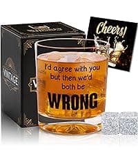 Ithmahco Funny Whiskey Glasses for Men, Bourbon Glasses Alcohol Gift for Man, Funny White Elephant Gifts Gifts for Men, Christmas Gag Gift Ideas for Him Husband Daddy Dad Coworker Boss