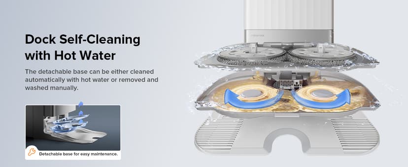 Roborock Qrevo Edge S5A Robot Vacuum and Mop, 18,500Pa, Zero-Tangling, DuoDivide Main Brush, FlexiArm Side Brush, Hot Water Mop Washing & Self-Cleaning, Warm Air Drying, Self-Emptying, White