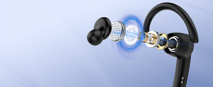 Thunelec Bluetooth Headset, Wireless Bluetooth 5.3 Earpiece, 90Hrs Hands Free Headset with APTX HD Audio & Mute Button, Dual Noise Cancelling Mics, Single-Ear Headphone for Trucker/Business/Office/Gym