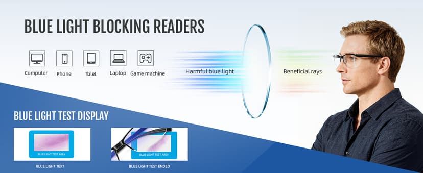 Reading Glasses Men Blue Light Blocking Readers Spring Hinge Computer Anti Eyestrain Eyeglasses