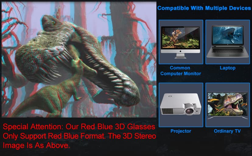 BIAL Red-blue 3D Glasses/Cyan Anaglyph Simple style 3D Glasses 3D movie game-Extra Upgrade Style