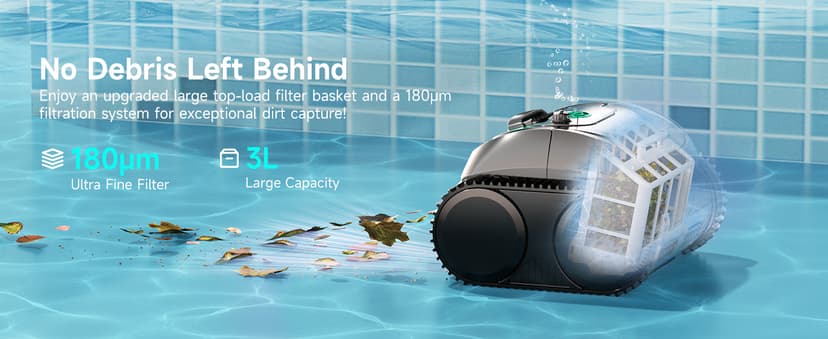 (2026 Upgrade) WYBOT C1 Cordless Robotic Pool Vacuum for Inground Pools, 150mins Above Ground Pool Cleaner 4-in-1 Wall & Waterline Cleaning Up to 1,615sq.ft, Smart App Navigation, Obsidian Green