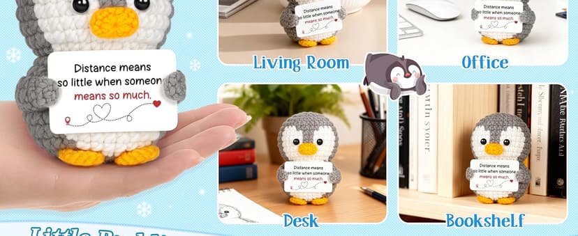 Miss You Thinking of You Gifts for Friend Couple, Positive Crochet Penguin, Farewell Goodbye Going Away Gift for Him Her Long Distance Relationship Gifts for Boyfriend Girlfriend Friendship B0GD69ZJ6M