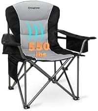 KingCamp Oversized Camping Chair with Adjustable Lumbar Support, 550lbs Heavy Duty Padded Folding Lawn Chair for Adults, Outdoor Armchair with Cooler Bag, Cup Holder & Side Pocket for Fishing, Travel