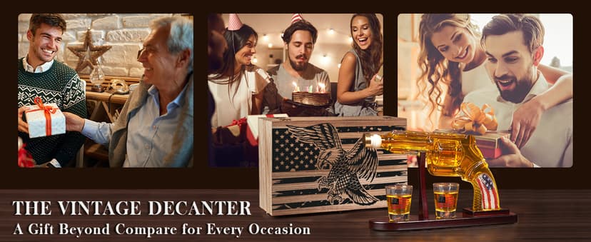 Gifts for Men Dad, Unique Christmas Anniversary Birthday Gift for Him Husband, 9 Oz Whiskey Decanter Set with 2 Oz Shot Glasses, Cool Persinalized Presents liquor dispenser for Home Bar