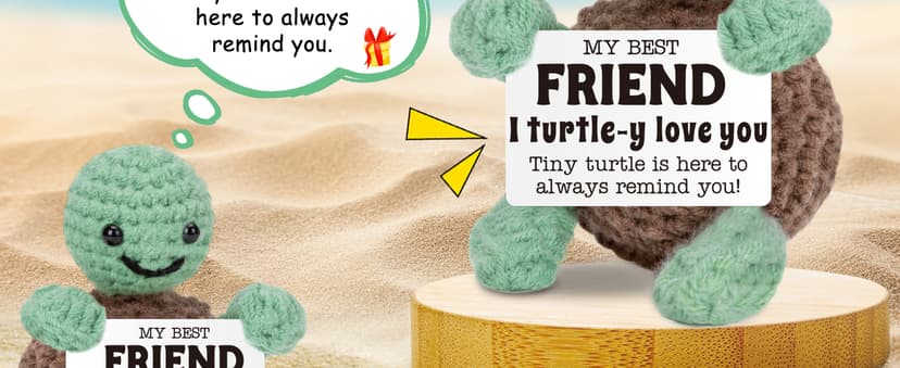 Mini Funny Turtle Best Friend Friendship Gifts for Women Men, Birthday Gifts for Friends Female Male Girls, I Love You Small Cute Stuff Things, Handmade Emotional Positive Crochet Turtle