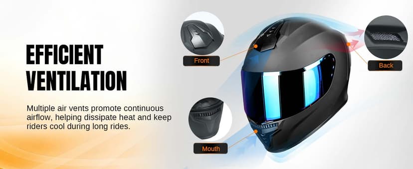 Full Face Motorcycle Helmets for Adults Men and Women DOT Street Bike Racing Helmet with Tinted Visor Model MD-813