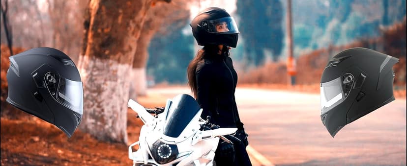 1Storm Motorcycle Modular Full Face Helmet Bike Flip up Dual Visor Sun Shield: HB89 Matt Black