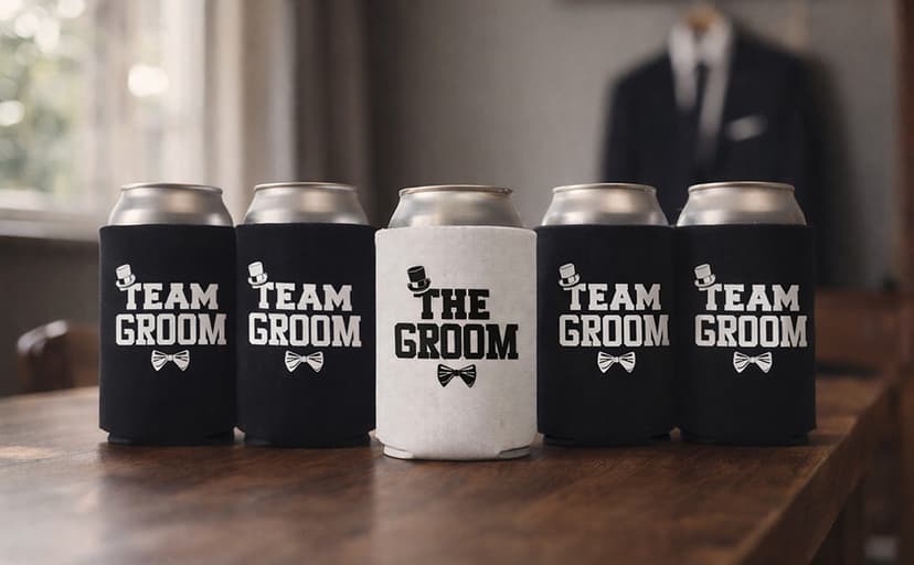 The Groom And Team Groom Can Coolie Holder Bachelor Party Decorations Bachelor Party Favors Bachelor Party Accessories Wedding Favors Gift For Groom Groomsmans Proposal Gifts Black White B08CHMD5PM