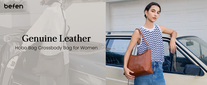 befen Genuine Leather Purse for Women Soft Leather Hobo Crossbody with 2 Detachable Straps Large Womens Purses And Handbags
