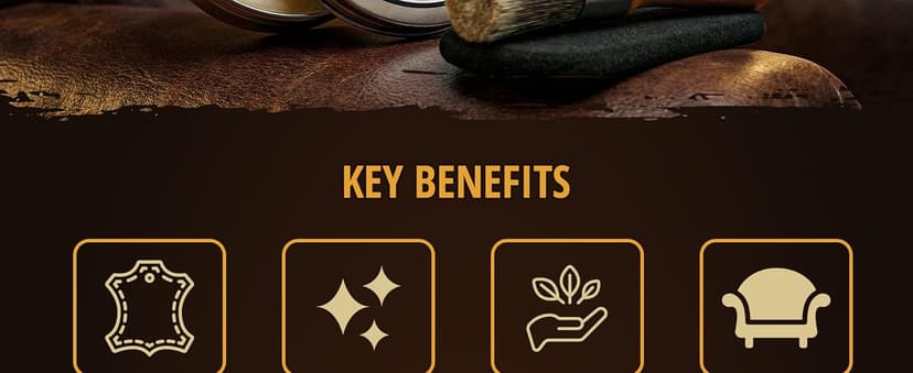 3-in-1 Furniture Salve for Leather & Wood – Polisher, Conditioner, & Restorer for Couches and Furniture- Leather Repair Salve with Brush & Buffing Pad- 5oz