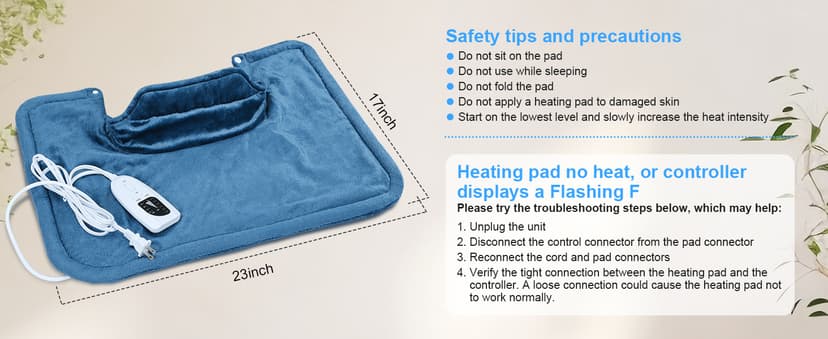 Electric Heat Pad 23"x17" 6 Heat Levels 4 Auto-Off Timers for Home Office Relaxation, Birthday Gifts for Women Men Mom Dad NIUONSIX Heating Pad for Neck Shoulders and Back, 2lb Weighted Heat Wrap B0GS2CMMJF
