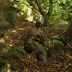 Ginsco Ghillie Suit Full Face Mask Gloves Set, 3D Leafy Camo Suit for Men, Outdoor Hunting Photography