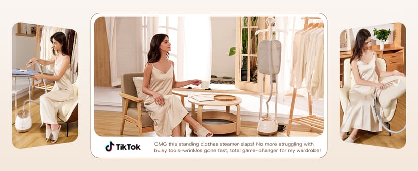 HAPAIS Steamer for Clothes,1800W Standing Garment Steamer 30s Heat-up with Adjustable Stable Double Rod,2-in-1 Flat & Hanging Ironing,Clothes Steamer with 10 Fabric Steam Modes